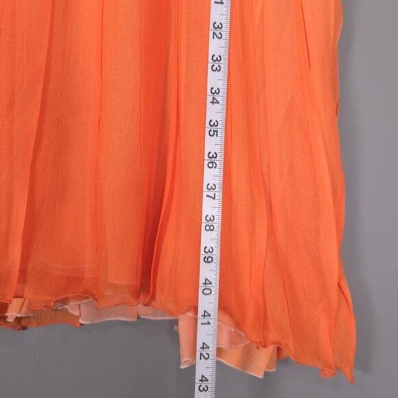 Komarov Women's Dress MEDIUM Ombre Print Orange White Chiffon Pleated USA MADE - Picture 5 of 9